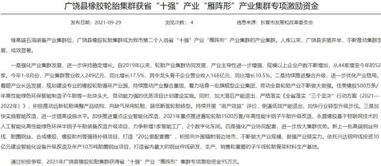 廣饒縣橡膠輪胎集群成為東營(yíng)市第二個(gè)入選省“十強(qiáng)”產(chǎn)業(yè)“雁陣形”產(chǎn)業(yè)集群的產(chǎn)業(yè)集群