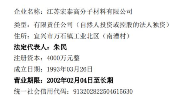 廣信材料全資子公司江蘇宏泰董事長(zhǎng)換人！