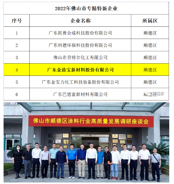 重磅！金涂寶入圍“2022年佛山市專(zhuān)精特新企業(yè)擬入庫(kù)名單”！