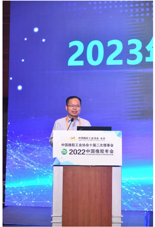　中國橡膠工業(yè)協會副會長兼秘書長雷昌純到會并致辭