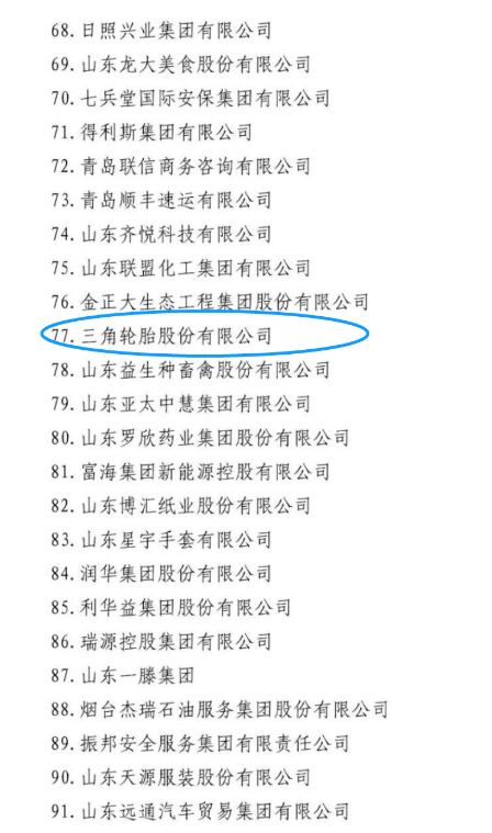 　而與輪胎制造裝備生產(chǎn)相關(guān)的軟控股份、豪邁集團(tuán)、大業(yè)股份，入圍了山東民營企業(yè)創(chuàng)新 100 強(qiáng)名單。