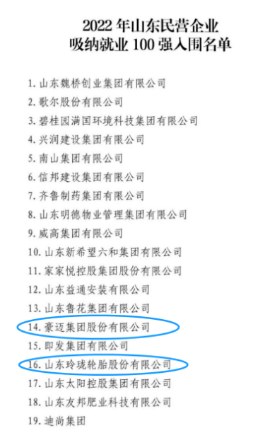 山東百強(qiáng)榜，多家輪胎企業(yè)上榜