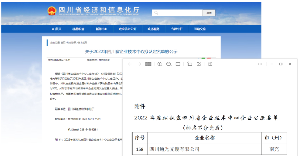 四川光纜成功入圍2022年四川省企業(yè)技術中心擬認定名單