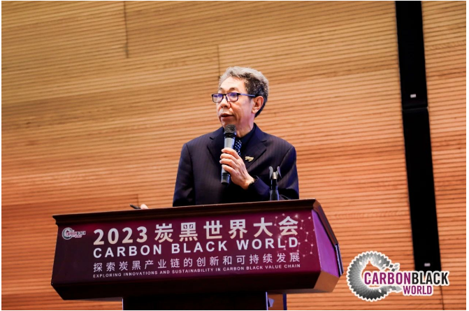 龍星化工股份有限公司副總經(jīng)理馬寶亮作了題為《炭黑全生命周期的碳排放分析》的報(bào)告，報(bào)告對(duì)炭黑全生命周期各個(gè)階段產(chǎn)生的二氧化碳排放情況進(jìn)行了分析，并提出了相關(guān)解決建議。