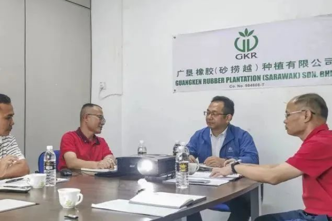 楊福云代表廣墾橡膠集團黨委對一直堅守在海外崗位上的工作人員表示慰問，并充分肯定了他們?yōu)閺V墾海外事業(yè)發(fā)展所取得的成績。他要求各單位對存在的問題進行系統(tǒng)研究分析，為順利推進工作創(chuàng)造基礎和條件。